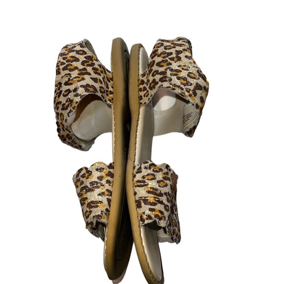 Livie & Luca Girls Leopard Print Leather Sandals Size 3 Youth - Picture 2 of 4